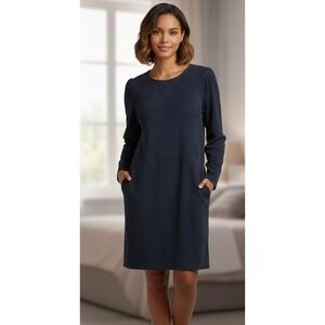 Vintage‎ Ann Taylor Suede Long Sleeve Dress Size M Blue Wrap Effect 80's Retro